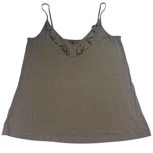 Tommy Bahama Women Large Green Tank Top Ruffle‎ Spaghetti Adjustable Strap Top